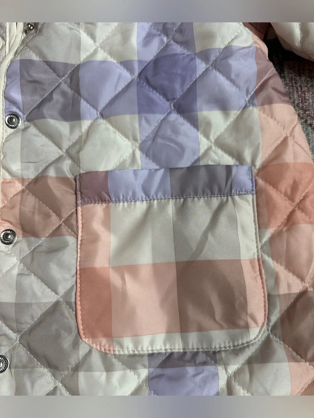 H&M 4T Girls Quilted Plaid Lightweight Button Up Jacket